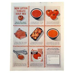 Vintage 1961 Lipton Tomato Soup Mix Food Advertisement Print Ad